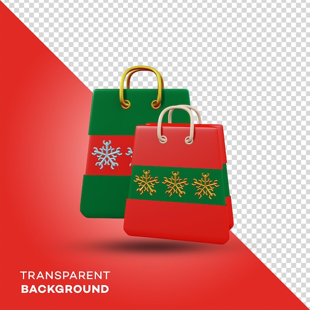 PSD rendu 3d de sac cadeau pour noël