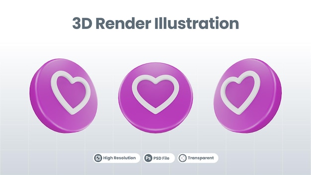 Rendu 3d Saint-valentin Avec L'icône De L'amour Pour La Promotion Des Médias Sociaux De L'application Mobile Web Ui Ux