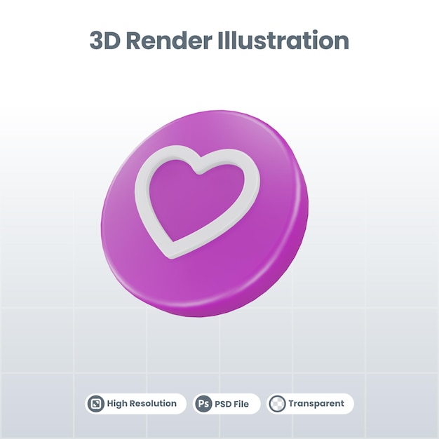 Rendu 3D Saint-Valentin avec l'icône de l'amour pour la promotion des médias sociaux de l'application mobile Web UI UX