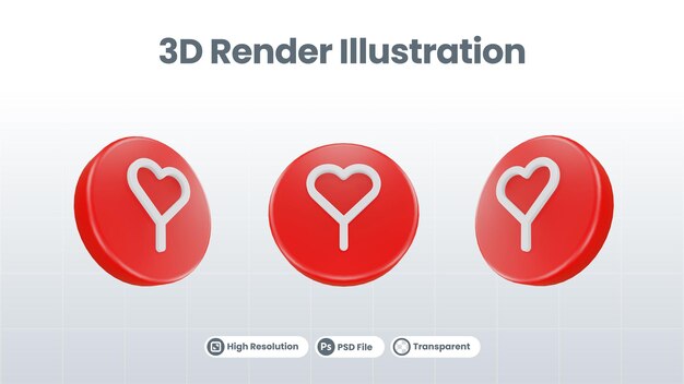 Rendu 3d Saint-valentin Avec Icône D'ampoule Pour La Promotion Des Médias Sociaux De L'application Mobile Web Ui Ux