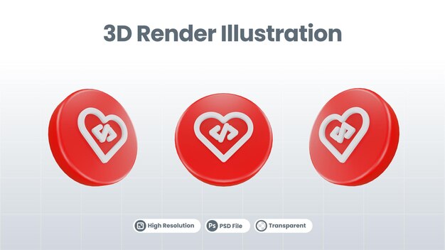 Rendu 3d Saint-valentin Avec L'icône De L'anneau Pour La Promotion Des Médias Sociaux De L'application Mobile Web Ui Ux