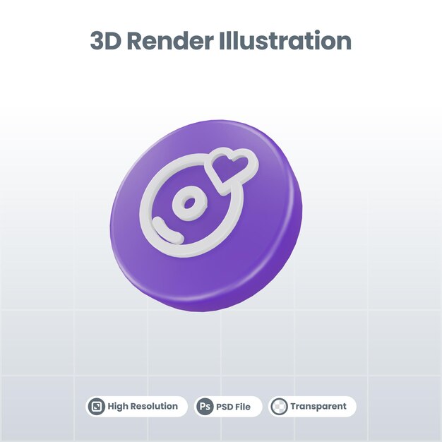 Rendu 3D Saint-Valentin avec l'icône de chapeau de pamela pour la promotion des médias sociaux de l'application mobile Web UI UX