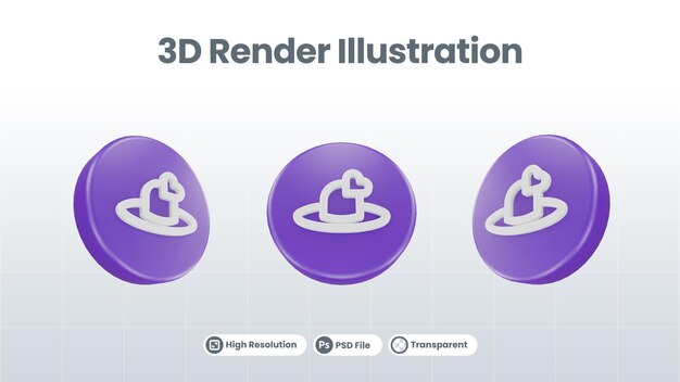 Rendu 3D Saint-Valentin avec l'icône du drapeau pour la promotion des médias sociaux de l'application mobile Web UI UX