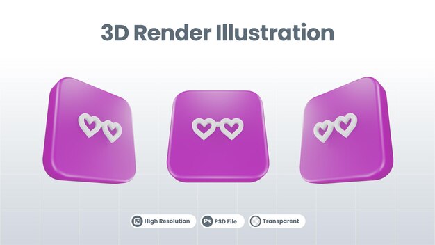 Rendu 3D Saint-Valentin avec icône d'étiquette pour la promotion des médias sociaux de l'application mobile Web UI UX