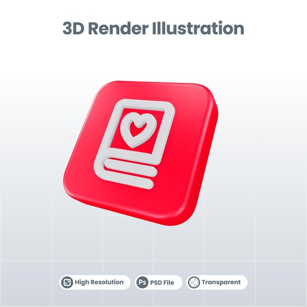 PSD rendu 3d saint-valentin avec icône d'invitation pour la promotion des médias sociaux de l'application mobile web ui ux