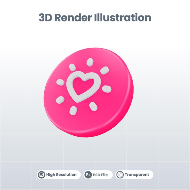 Rendu 3D Saint-Valentin avec icône de jus pour la promotion des médias sociaux de l'application mobile Web UI UX
