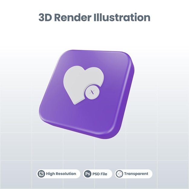 Rendu 3D Saint-Valentin avec icône de sac à provisions pour la promotion des médias sociaux de l'application mobile Web UI UX