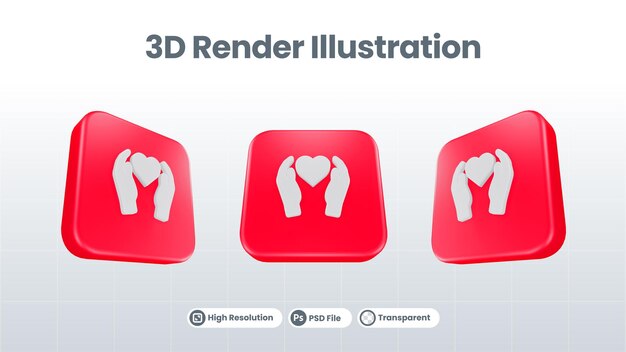Rendu 3D Saint-Valentin avec icône de téléphone pour la promotion des médias sociaux de l'application mobile Web UI UX