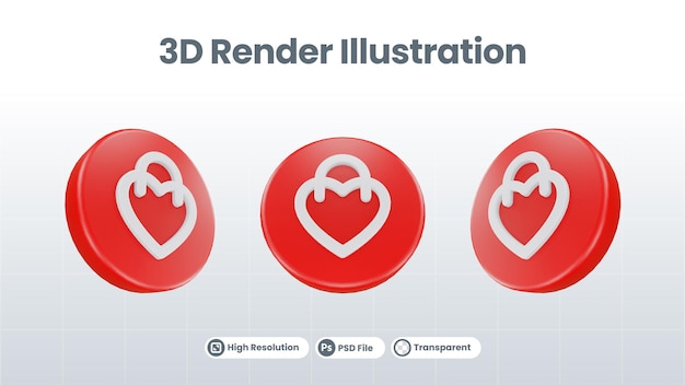 Rendu 3D Saint-Valentin avec l'icône de l'utilisateur pour la promotion des médias sociaux de l'application mobile Web UI UX