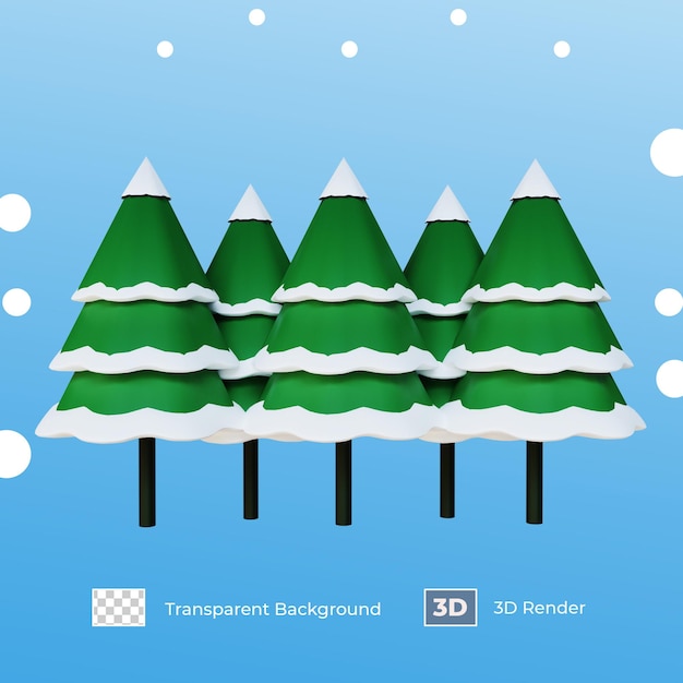 Rendu 3D Sapin Couvert de Neige