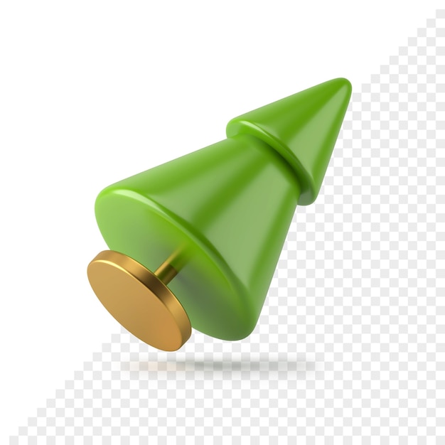 Rendu 3d De Sapin De Noël Réaliste Vert Conique. Conception Géométrique Minimaliste Sur Support Doré. Nouvel An Festif Créatif Avec Deux éléments à Plusieurs Niveaux. Symbole Abstrait Joyeuses Fêtes.