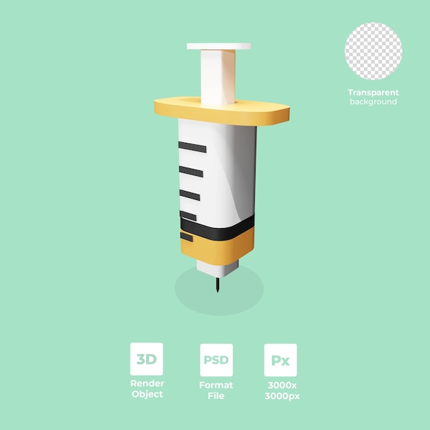 PSD rendu 3d de seringue avec transparence