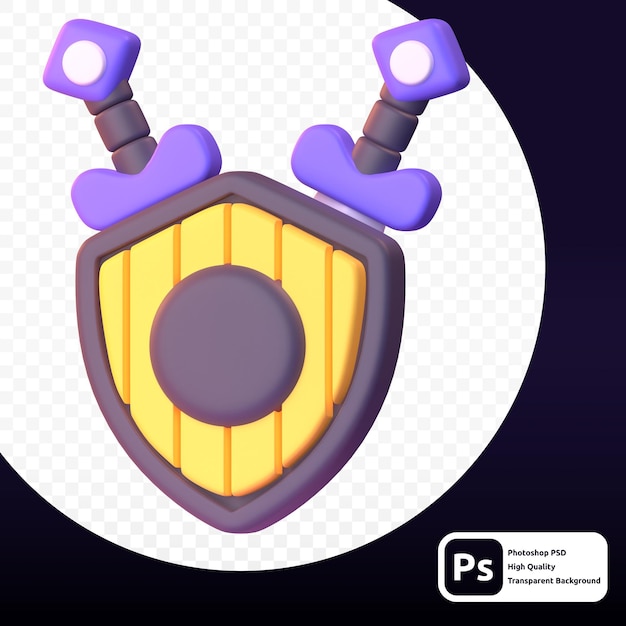 PSD rendu 3d de shield pour le web ou la présentation d'actifs graphiques