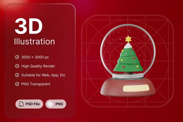 Rendu 3d Snow Globe Objet Concept Jour Noël Design Moderne