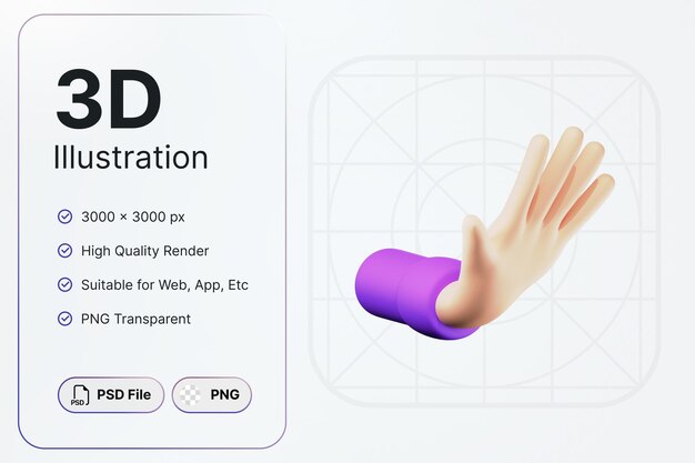 Rendu 3D Stop Main Geste Concept Icône Moderne Illustrations Design