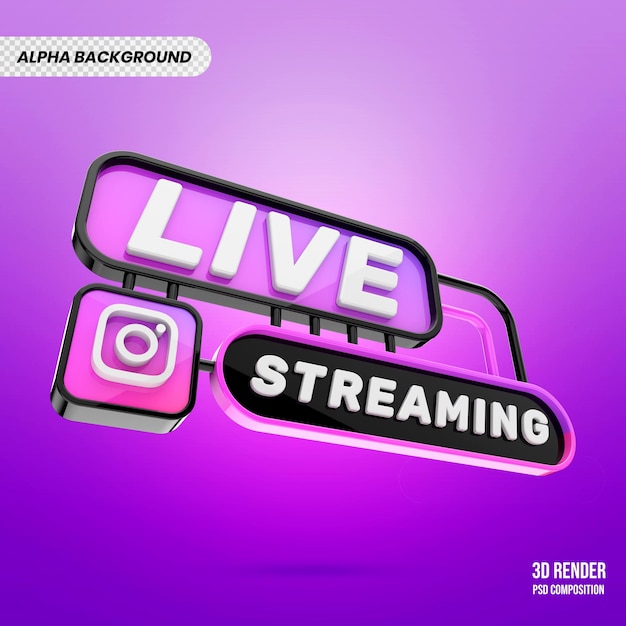 PSD rendu 3d de streaming en direct instagram