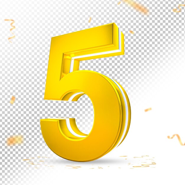 Rendu 3d de style doré numéro 5