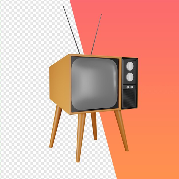 PSD rendu 3d télévision vintage