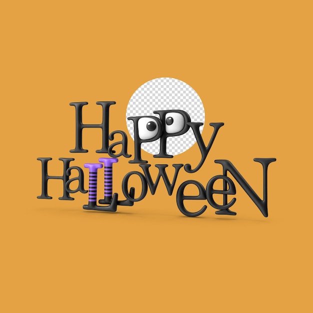 PSD rendu 3d texte joyeux halloween heureux