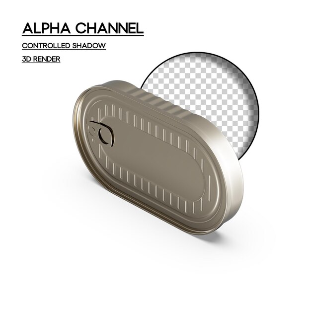 PSD rendu 3d transparent de la boîte de conserve alpha channel