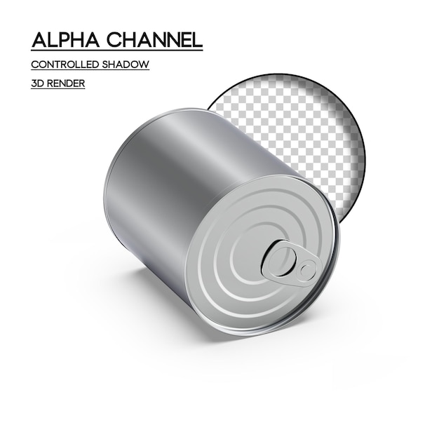 PSD rendu 3d transparent de la boîte de conserve alpha channel