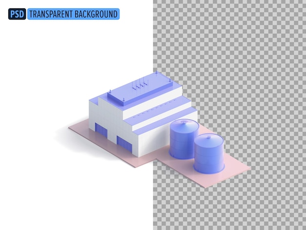 rendu 3d d'usine isométrique d'icône