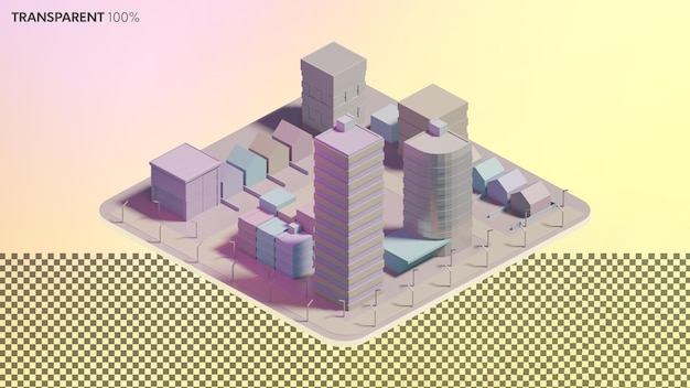 Rendu 3d D'une Ville Isométrique