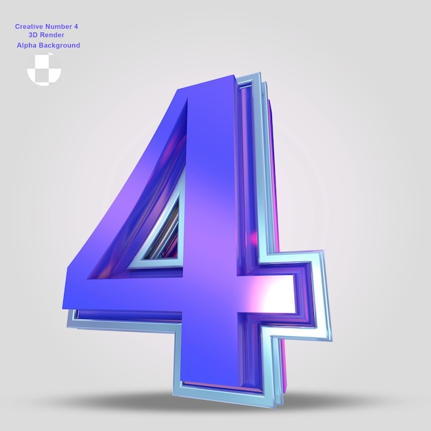 Rendu 3d violet numéro quatre