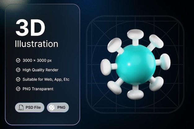 Rendu 3D Virus Medic Concept Icône Moderne Illustrations Design