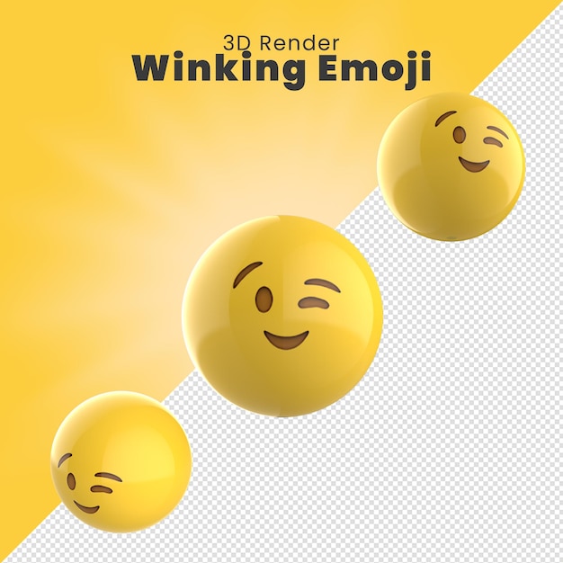 Rendu 3d Winking Emoji Avec Variations Emoji Piscando