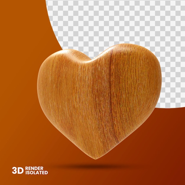 PSD rendu de coeur en bois 3d isolé