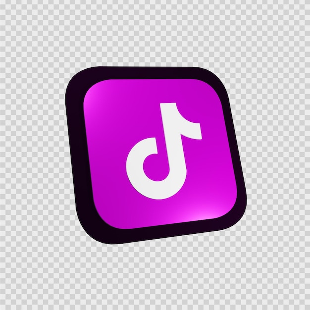 PSD rendu de concept 3d du logo tiktok sur fond violet étincelant.