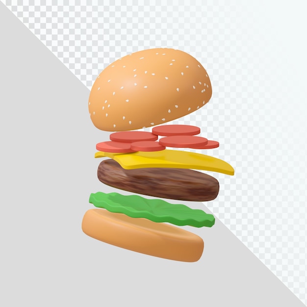 Rendu De Concept De Hamburger Flottant 3d