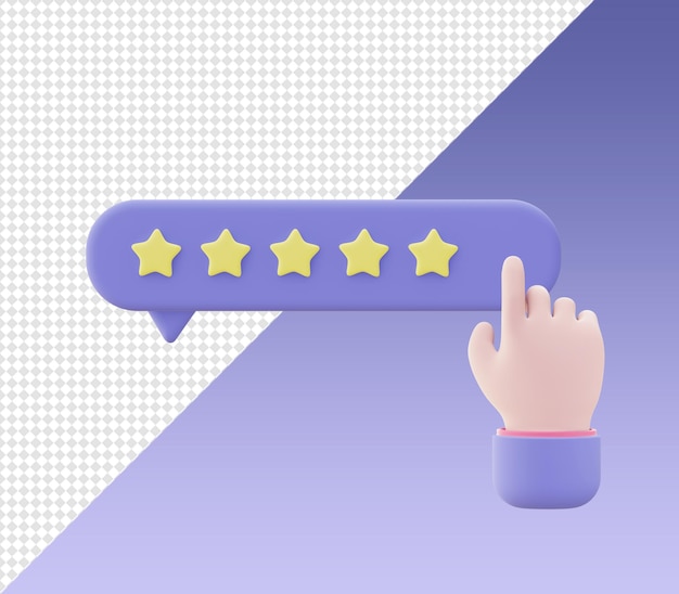 Rendu de dessin animé 3d donnant des icônes de révision et de rétroaction pour les conceptions de médias sociaux d'applications mobiles Web UI UX