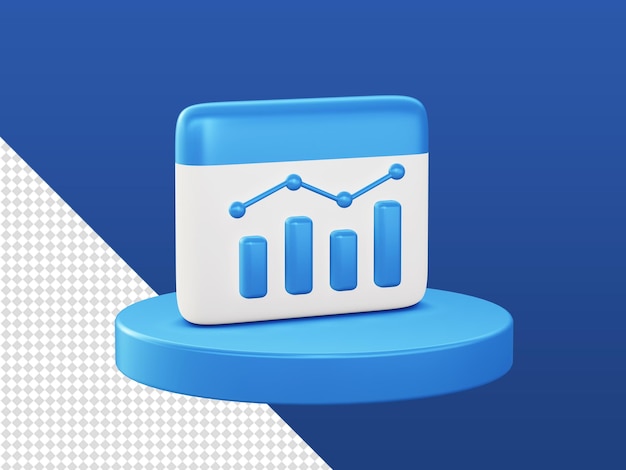 Rendu de dessin animé 3d icônes de graphique de croissance de statistiques brillantes avec podium pour les conceptions d'applications mobiles web UI UX