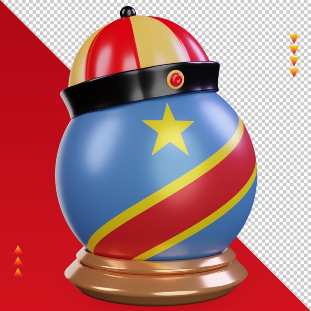 PSD rendu du drapeau du congo démocratique du nouvel an chinois 3d vue de gauche