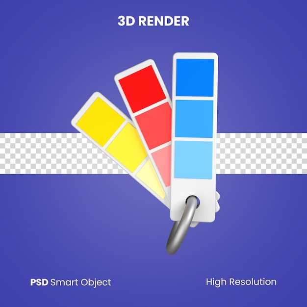 PSD rendu de feuille de couleur pantone 3d isolé