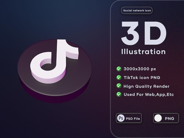 PSD rendu de haute qualité de l'icône 3d tiktok