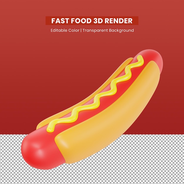 PSD rendu d'icône 3d pour la restauration rapide de hot-dogs