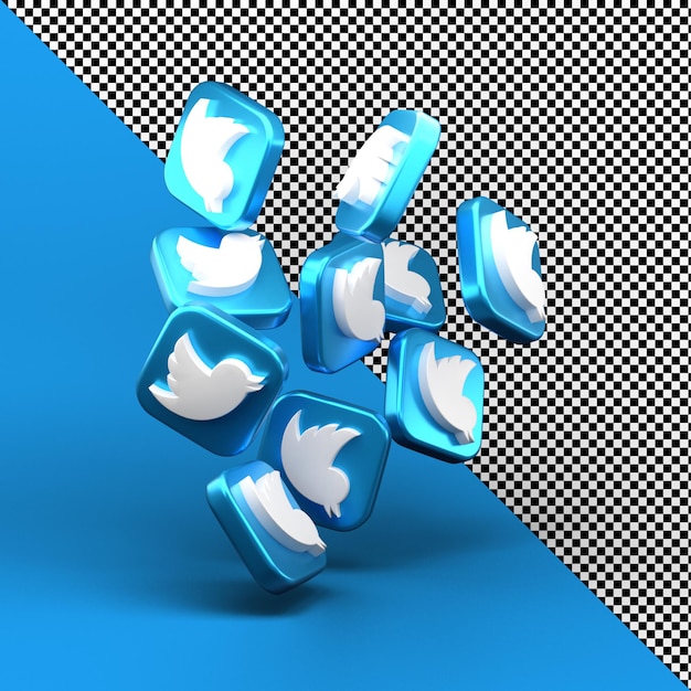 PSD rendu d'icône 3d twitter app isolé