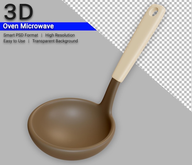 PSD rendu d'icône d'appareils de cuisine 3d cuillère à soupe avec fond transparent