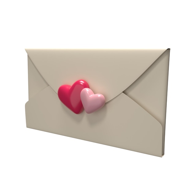 PSD rendu de l'icône de la lettre d'amour en 3d