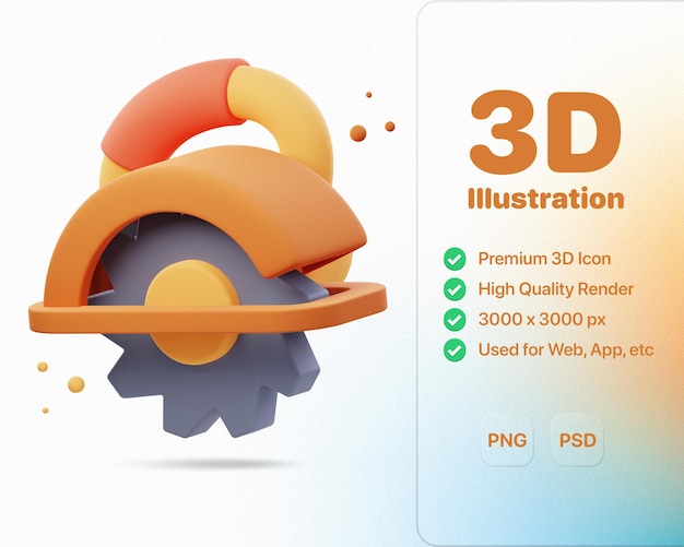 PSD rendu d'illustration 3d des conceptions d'icônes de scie circulaire parfait pour la construction de menuiserie