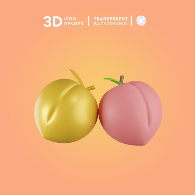 PSD le rendu de l'illustration 3d de peaches