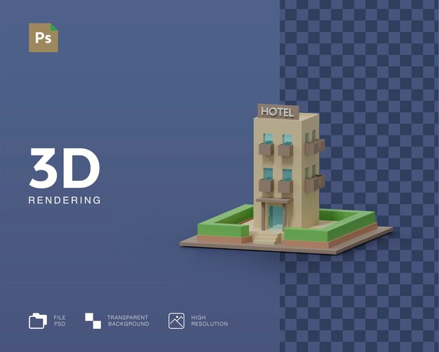 Rendu D'illustration De Bâtiment D'hôtel 3d