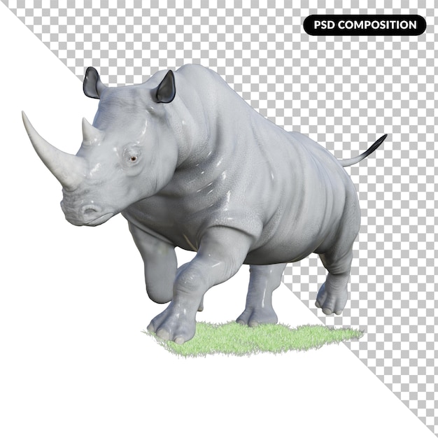 PSD rendu d'illustration de rhinocéros 3d