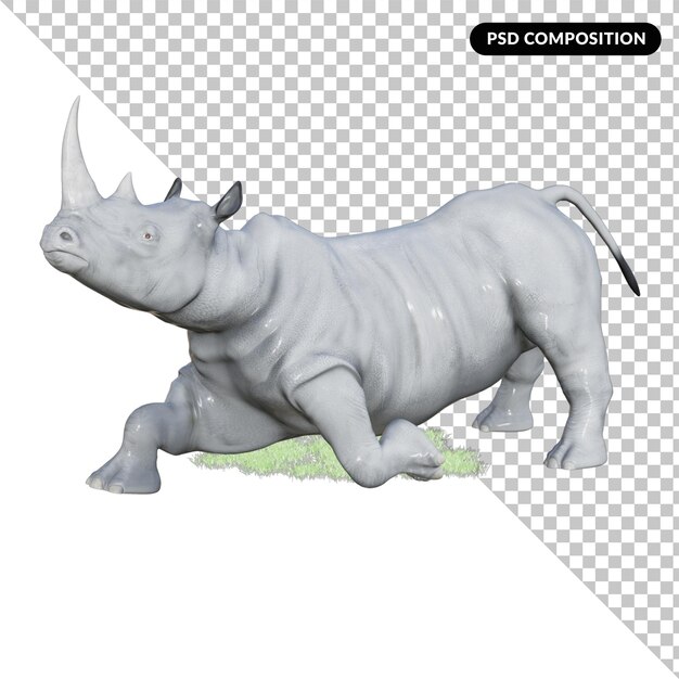 PSD rendu d'illustration de rhinocéros 3d