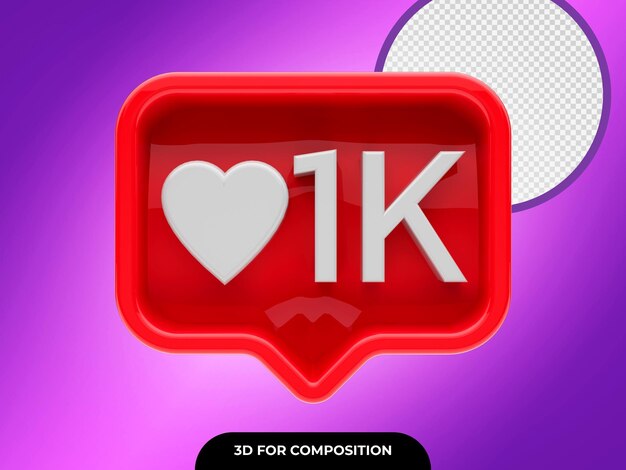 Rendu Instagram de notification 3D