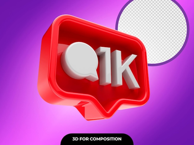 Rendu Instagram de notification 3D