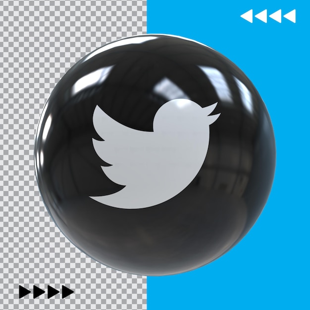 Rendu noir de l'icône 3D Twitter